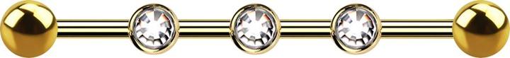 Immagine prodotto Star Piercing Barbell Innengewinde vergoldet drei 0.8 mm Gewindelöcher mit zwei Kugeln und drei Kristalle silber (senza ottone, Titanio G23)