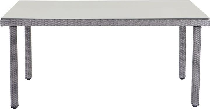 Actual product image Swisshandel24 Poly Rattan Garden Table Cava, Dining Table with Glass Top, 160x90x74cm - Grey (160 cm)