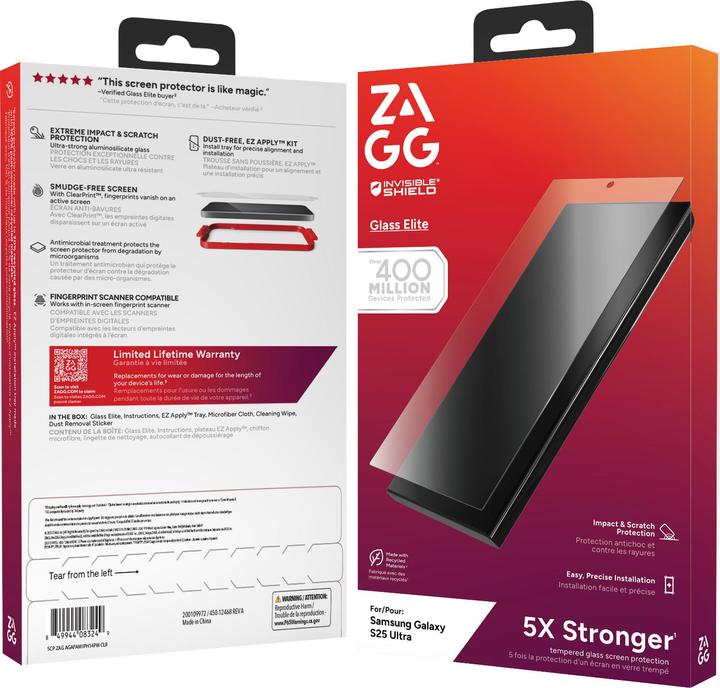 Actual product image Zagg Tempered glass (1 Piece, Samsung Galaxy S25 Ultra)