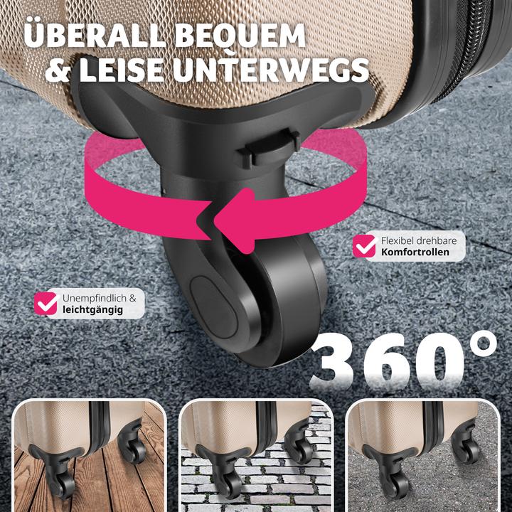 Produktbild tectake 3er Kofferset Talia mit Kofferwaage und Kofferanhänger (93 l, L (90 - 115l))