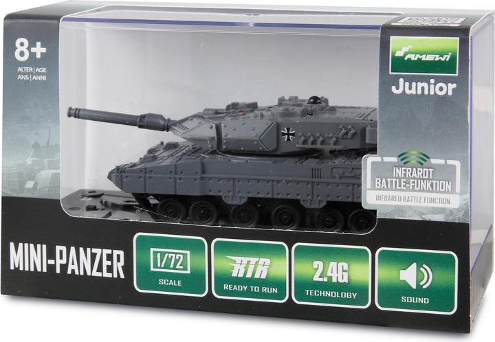 Actual product image Amewi Leopard II mini tank with IR battle function 1:72 RTR (RTR Ready-to-Run)