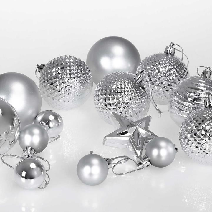 Immagine prodotto Deuba 66tlg palle dell'albero di Natale argento (1 -parte)