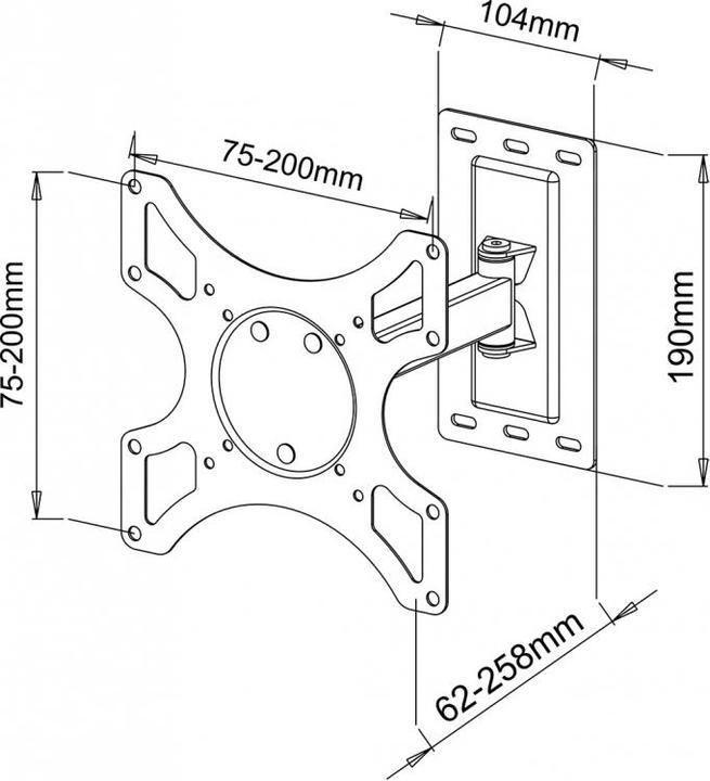 Immagine prodotto Sbox 19-37inch, 48-94cm, carico 25kg, VESA 200x200, distanza dalla parete 60-258mm, inclinazione 0-12deg (Muro, 43", 25 kg)
