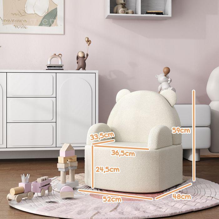 Image du produit Swisshandel24 Fauteuil enfant, canapé enfant, teddy fleece, forme ours, 1,5-3 ans, beige (Fauteuil pour enfants)