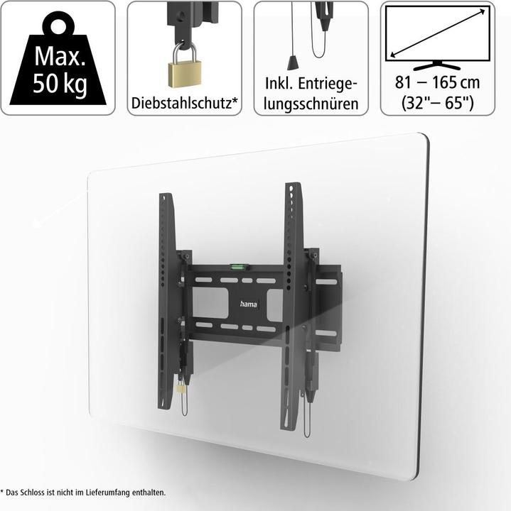 Image du produit Hama Support TV mural, inclinable, antivol 65 (Mur, 65", 50 kg)