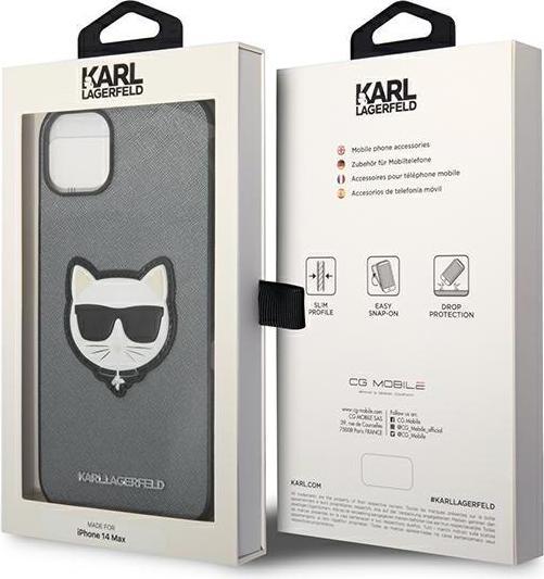 Actual product image Karl Lagerfeld Hard Cover Choupette Head Case Silver, for iPhone 14 Pro Max, KLHCP14XSAPCHG (Apple iPhone 14 Pro Max)