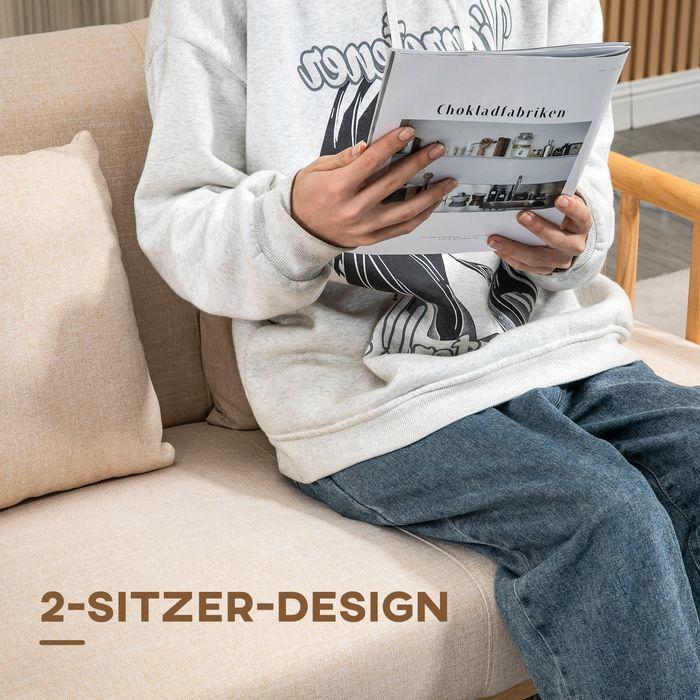 Produktbild Swisshandel24 2-Sitzer Sofa, Stoffbezug in Leinenoptik, kompakt, bis 200 kg, Holzrahmen, 123Lx69Bx74Hcm, Beige (2-Sitzer)