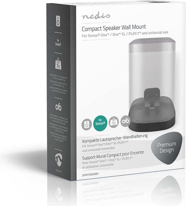Produktbild Nedis Wandhalterung, Sonos One/SL/Play:1, fest - schwarz (1 Stk., Wandmontage, Nicht beweglich)