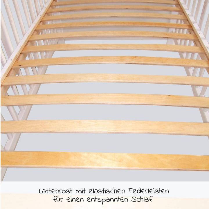 Produktbild jonka Gitterbetten Komplettbett Mona Weiss 70 x 140 cm - Kuschelbären - (70 x 140 cm)