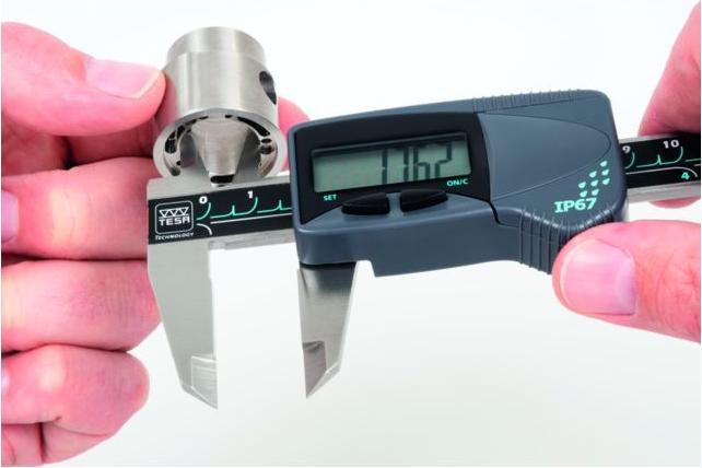 Actual product image Tesa CAL Digital Caliper IP 67 Measuring range 0-200 mm Drive wheel angular (5 cm)