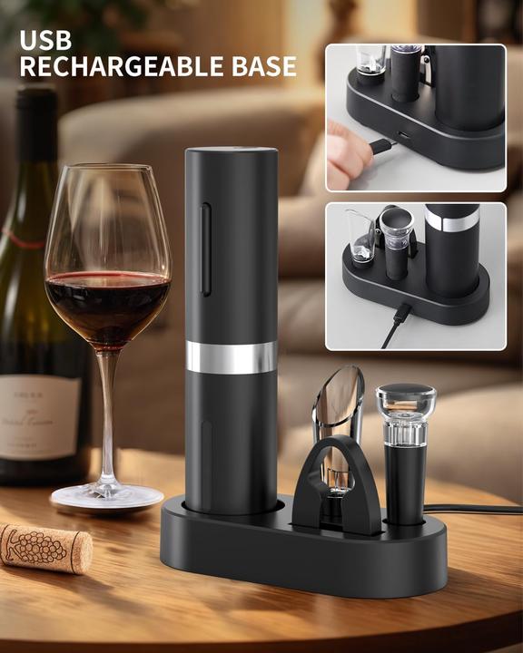 Immagine prodotto CircleJoy Cavatappi elettrico con tagliacapsule e versatore per vino (Cavatappi elettrico)
