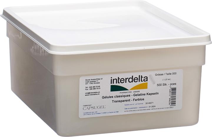 Produktbild Interdelta Gelatine Kapseln 000 transparent (500 Stück, Kapseln)