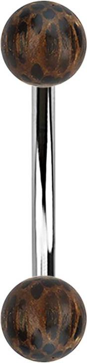 Image du produit Star Piercing Banane argentée avec deux boules en bois de palmier (Acier chirurgical 316L, sans laiton, Organique)