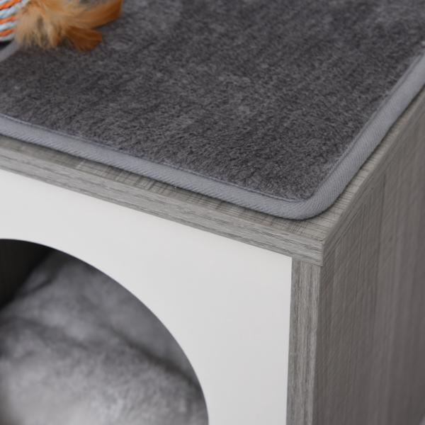 Actual product image PawHut Cat tree with cuddly den (62 cm, Grey)