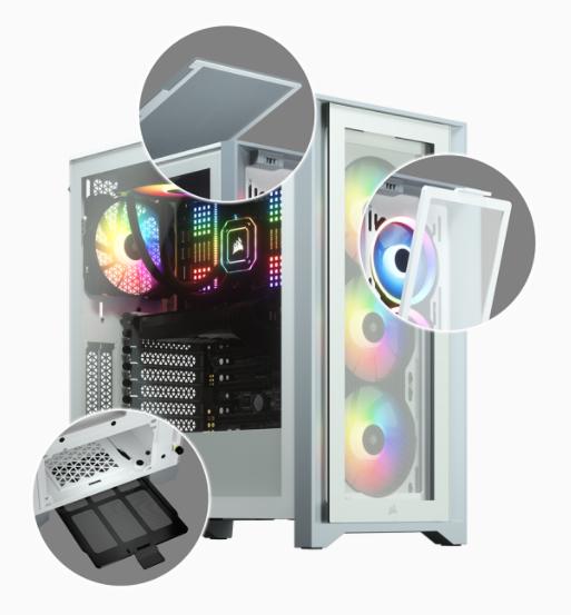 Produktbild Corsair iCUE 4000X RGB Mid-Tower White-Gehäuse aus gehärtetem Glas (mATX, Mini-ITX, ATX, E-ATX)
