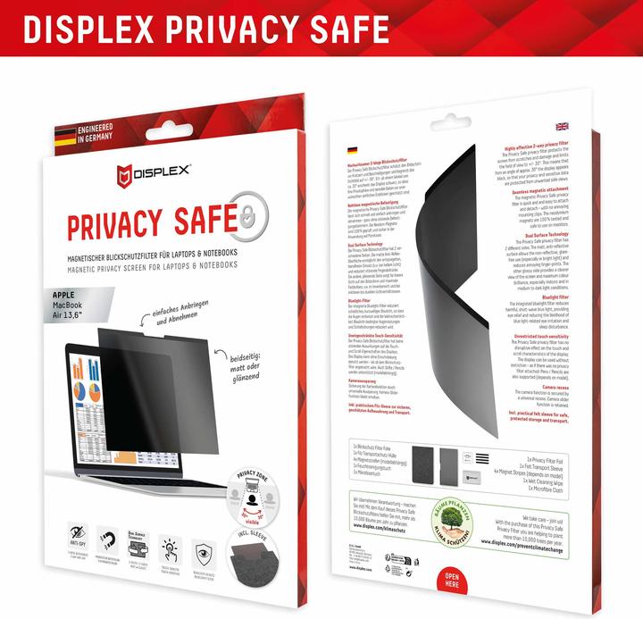 Produktbild Displex Privacy Safe, Laptop Blickschutzfilter (13.60", 16 : 10)