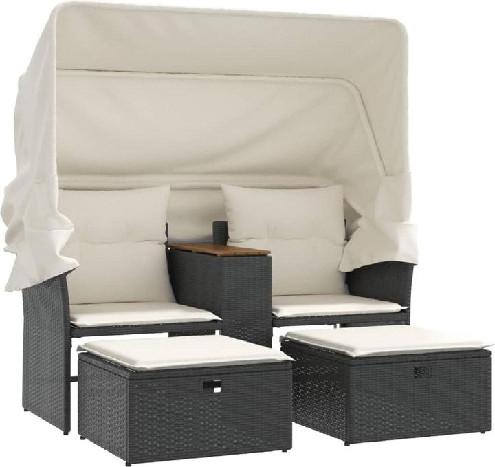 Produktbild VidaXL Gartensofa 2-Sitzer mit Dach und Hockern