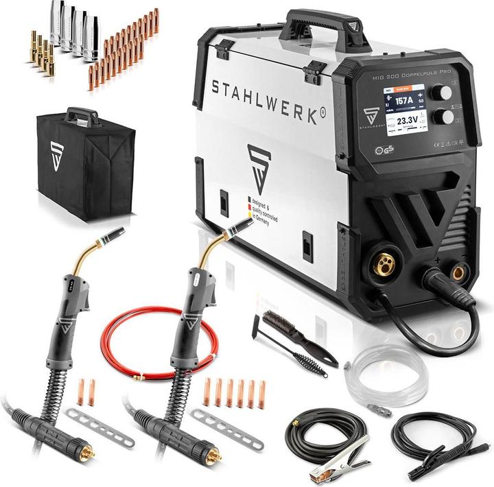 Actual product image Stahlwerk Welding machine MIG MAG 200 double pulse Pro fully synergic with accessories