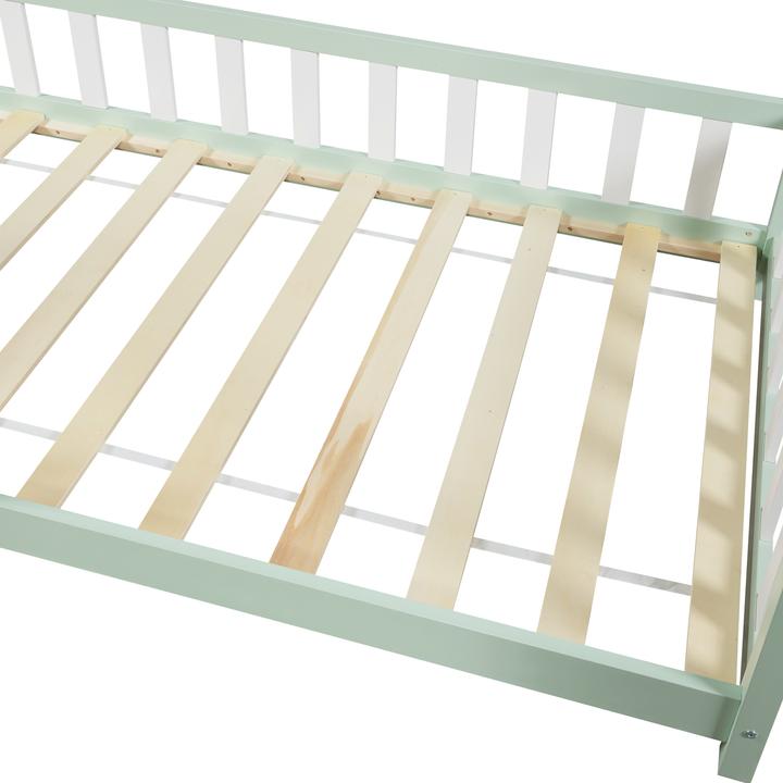 Immagine prodotto En.Casa Letto Hesel con materasso e protezione anticaduta 90x200cm Verde menta (90 x 200 cm)