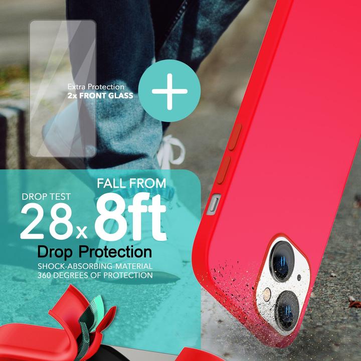 Image du produit Nalia Liquid Silicone Housse avec fonction MagSafe & 2x verre de protection d'écran (Apple iPhone 14)