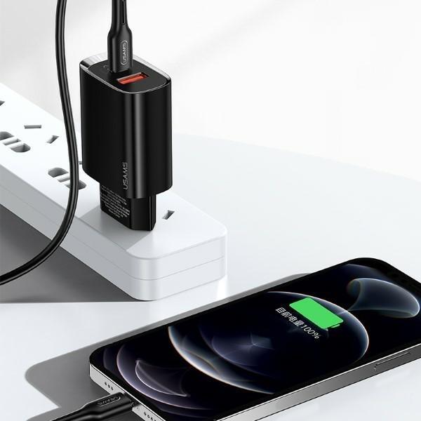Immagine prodotto Usams Ład. siec. 1xUSB-C+1xUSB T35 20W (solo testa) PD3.0 +QC3.0 Ricarica rapida czarny/nero CC121TC02 (20 W)