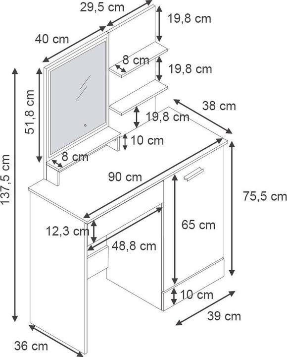 Image du produit Vicco Julia avec éclairage (90 x 38 x 138 cm)