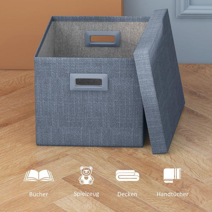 Immagine prodotto Swisshandel24 Aufbewahrungsbox 2er-Set Stapelbare Aufbewahrungswürfel für Wohnzimmer, Blau (30 x 30 x 29 cm, 26 l)