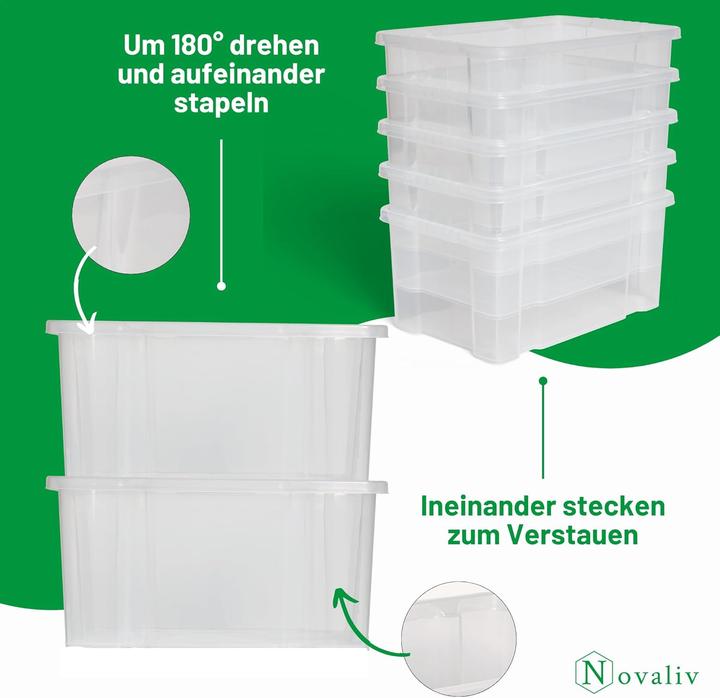 Produktbild Novaliv Aufbewahrungsbox mit Deckel 5L transparente Nestbar stapelbare Plastikbox mit Clipverschluss (5 l)