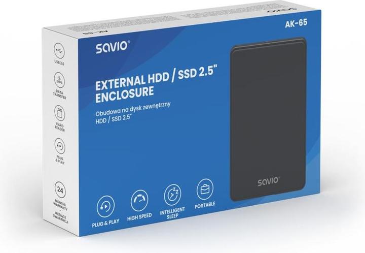 Produktbild Savio 2.5 Externes HDD/SDD-Gehäuse USB 3.0 AK-65 (2.5")
