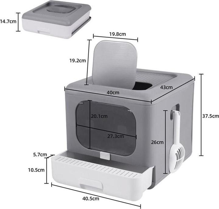 Image du produit Hermex Bac à litière XXL Bac à litière à capot avec couvercle et tamis (Bac à litière fermé)