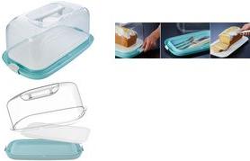 Produktbild keeeper Tortenhaube / Kastenkuchenbehälter ""gino"", eckig aquamarine / transparent, Material: PP/TPE