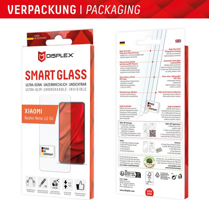 Productafbeelding Displex Smart Glass, Displayschutzfolie (1 Stuk, Xiaomi Redmi Note 12 5G)