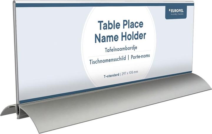 Actual product image Europel Table name plate, 105 x 297 mm, aluminium base