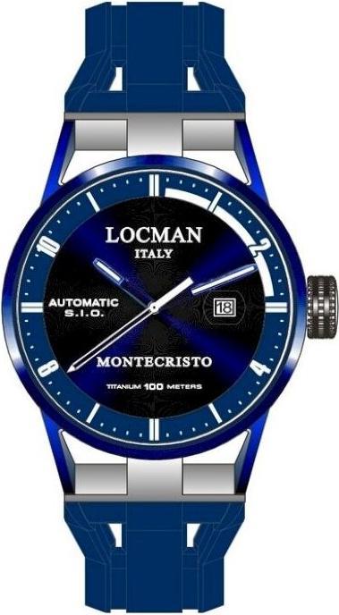 Image du produit Locman Italy Montre Montecristo Classic automatique PVD bleu Ref. 051 (Montre avec pierre précieuse, 44 mm)