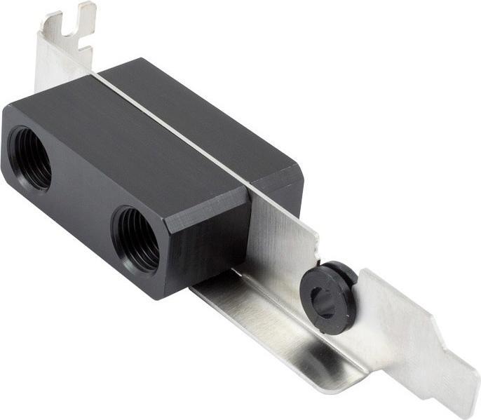 Actual product image Aqua Computer G1/4 housing feed-through via slot bracket