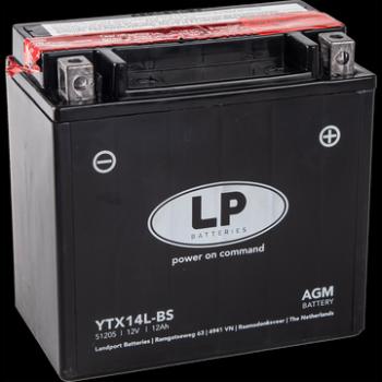 Image du produit Landport Batterie moto AGM YTX14L-BS 12V 12Ah (12 V, 12 Ah, 180 A)
