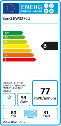 Energielabel BenQ Ew3270u (3840 x 2160 Pixels, 31.50")