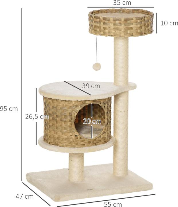 Actual product image Jamb Scratching post (95 cm, Nature+Beige)