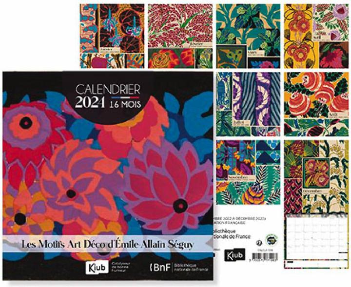 Actual product image Kiub classic calendar with 16-month case bnf motifs art deco de eugene alain seguy