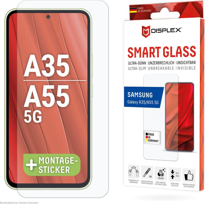 Immagine prodotto Displex Smart Glass, Displayschutzfolie (1 Pezzo/i, Samsung Galaxy A55, Samsung Galaxy A35)