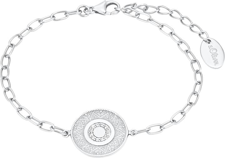 S.Oliver Armschmuck für Damen, 925 Sterling Silber, Zirkonia|Münze (20 cm, Silber 925)