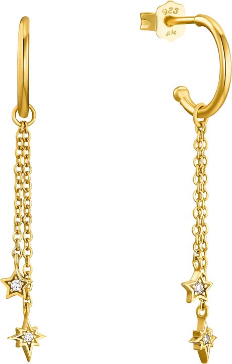 Produktbild Amor Ohrschmuck für Damen, Sterling Silber 925 vergoldet, Zirkonia Stern (Silber 925)