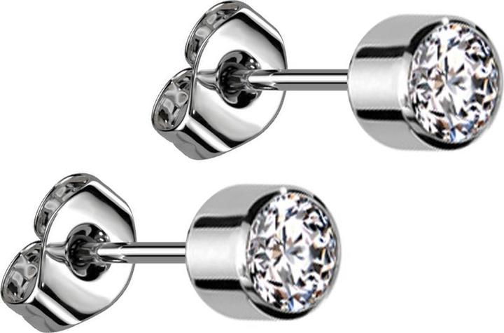 Image du produit Star Piercing Boucles d'oreilles argent Cylindre avec cristal argent (sans laiton, Titane G23)