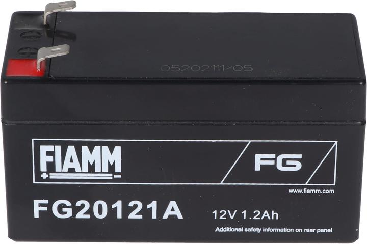 Actual product image Fiamm FG20121A 12V 1,2Ah Dimensions 97,0 x 42 x 59,0 mm, 4,8mm Faston plug contacts (12 V, 1.20 Ah)