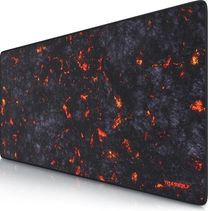 Actual product image Titanwolf Gaming mouse pad XXL, smooth fabric, speed mouse mat 900 x 400mm large surface, lava motif (XXL)