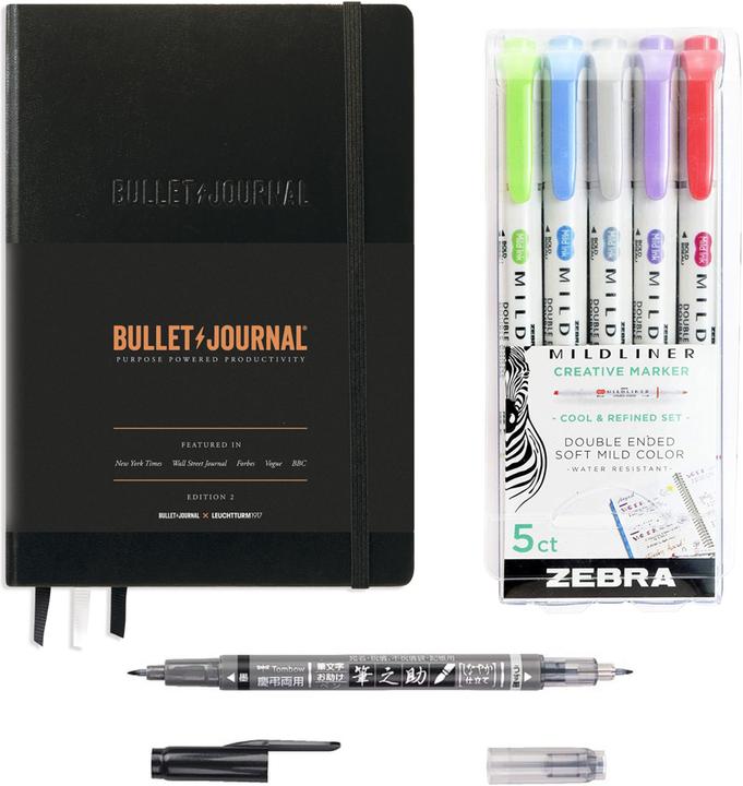 Produktbild MeinStift Bullet Journal Einsteiger Set mit Buch und Stiften - Black (Schwarz)