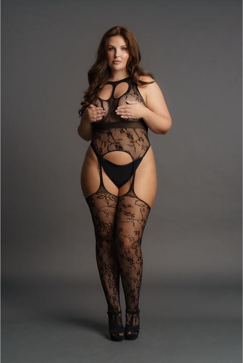 Produktbild Le Désir Lace suspender bodystocking with round neck (One Size)