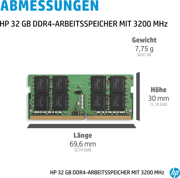 Actual product image HP DDR4 3200 SODIMM Mem Asia (1 x 32GB, 3200 MHz, DDR4-RAM, SO-DIMM)