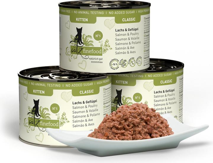 Actual product image Catz Finefood Kitten No.5 Salmon & Poultry (Puppy + kitten, 6 pcs., 255 g)