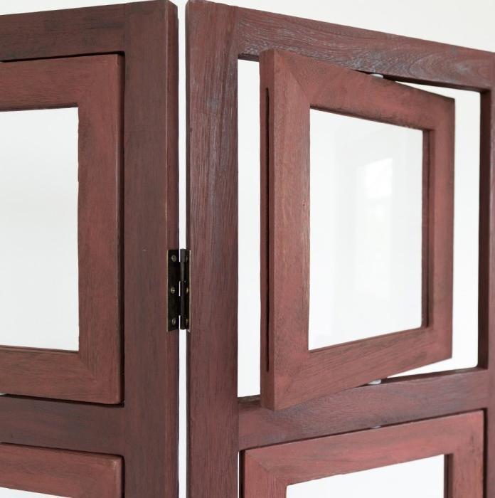 Actual product image Homestyle4u 3 fold screen room divider wood partition wall in brown photo wall